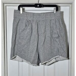 Free People Movement Sz Large All Star Lounge Sweat Shorts Gray Raw Hem Pockets